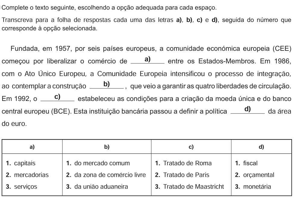 Ficha 25 - Preparação Exame Economia