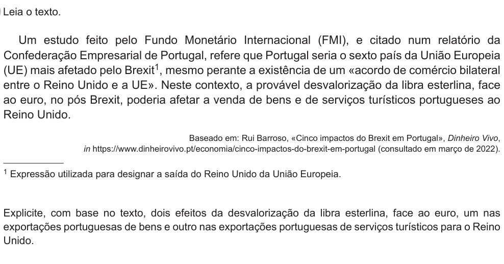 Ficha 25 - Preparação Exame Economia