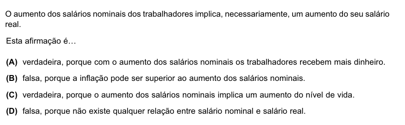 Exercícios de revisão - Moeda e Inflação e Rendimentos e sua distribuição